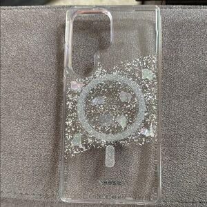 Clear Glitter Phone Case with Silver Accents